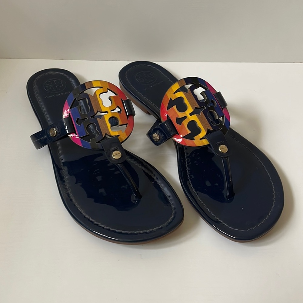 Tory Burch Miller blue patent leather sandals size 8